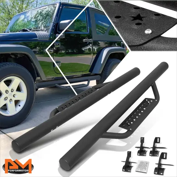 3 in. Wide Drop Down Side Steps Nerf Bar 07-17 Jeep Wrangler, 2018 Wrangler JK 2-Door