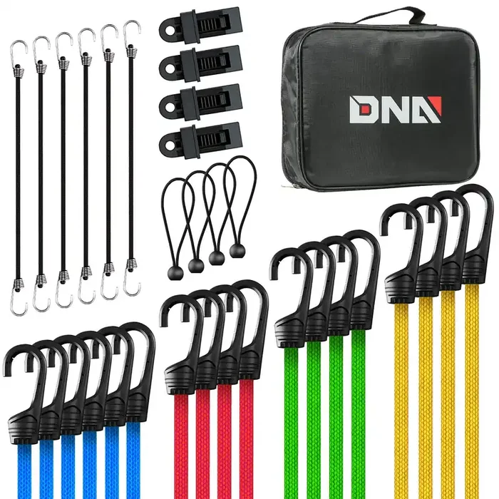 32Pcs Multi-Color Bungee Rubber Latex Rope Assorted Set