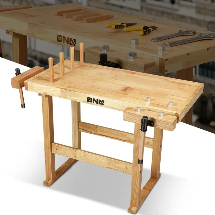 39.3 L x 24.4 W x 19.6 in. H Wood Workbench w/ 2 Adjustable Rotating