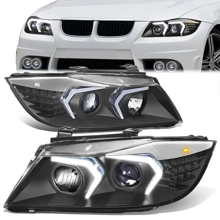 3D LED DRL Switchback Halo Projector Headlights05-08 BMW 3-Series E90 4-Door Sedan