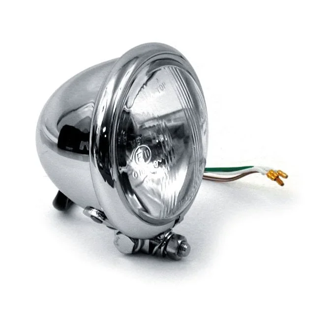 4-1/2 inch Bates style chrome headlamp