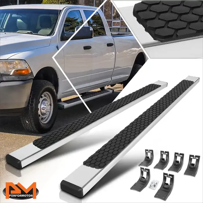 5 in. Wide Flat Side Step Bar Running Boards 11-22 Ram 1500 2500 3500 Crew Cab 4-Door