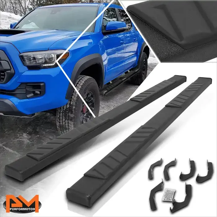 5 in. Wide Flat Step Bar Running Boards 05-22 Toyota Tacoma Double Cab