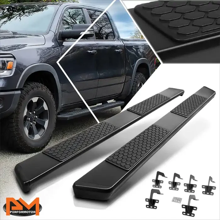 5 in. Wide Wide Flat Side Step Bar Running Boards 19-22 Ram 1500 Crew Cab