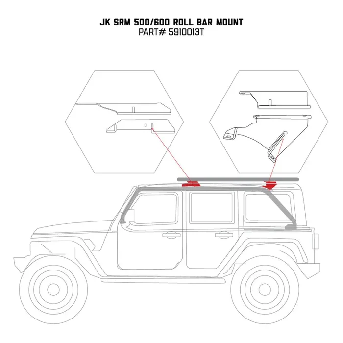 5910013T SRM Roll Bar Mounting Kit 07-18 Jeep Wrangler JK