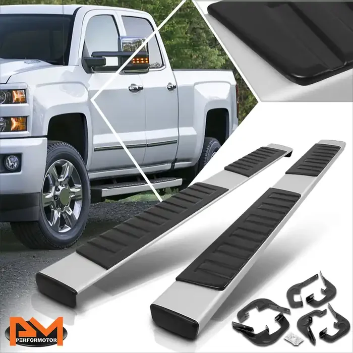 6 in. Wide Flat Side Step Bar Running Boards 07-19 Chevy Silverado GMC Sierra Extended Cab