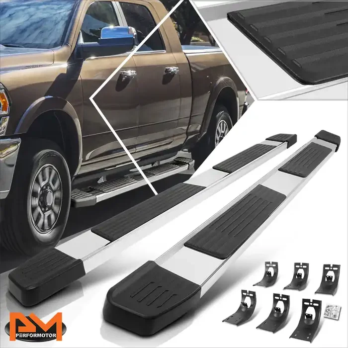 6 in. Wide Flat Side Step Bar Running Boards 11-21 Ram 1500 2500 3500 Crew Cab 4-Door
