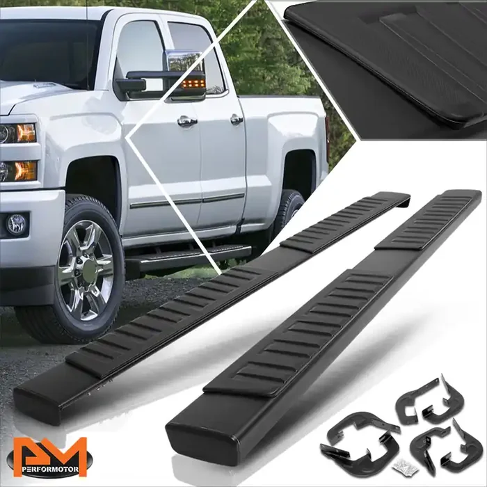 6 in. Wide Flat Step Bar Running Boards 07-19 Chevy Silverado GMC Sierra Extended Cab