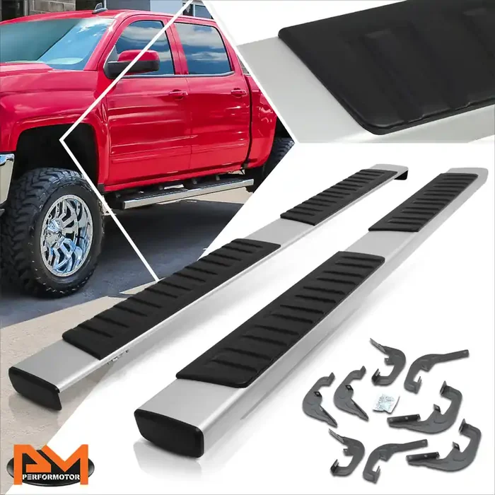 6 in. Wide Side Step Bar Running Boards 07-19 Chevy Silverado GMC Sierra Crew Cab