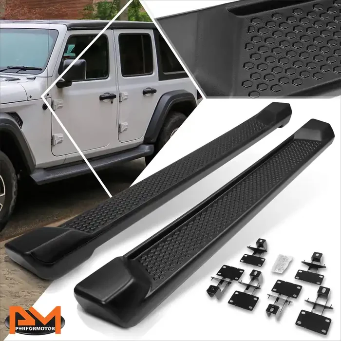 6 in. Wide Side Step Bar Running Boards 18-22 Jeep Wrangler JL Unlimited 4-Door