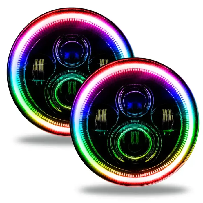 7 in. High Powered LED Headlights Black Bezel Dynamic ColorSHIFT