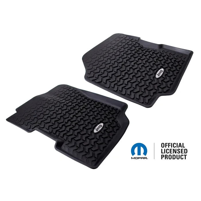 All Terrain Floor Liner, Front Pair, Black, Jeep Logo 76-95 CJ/YJ