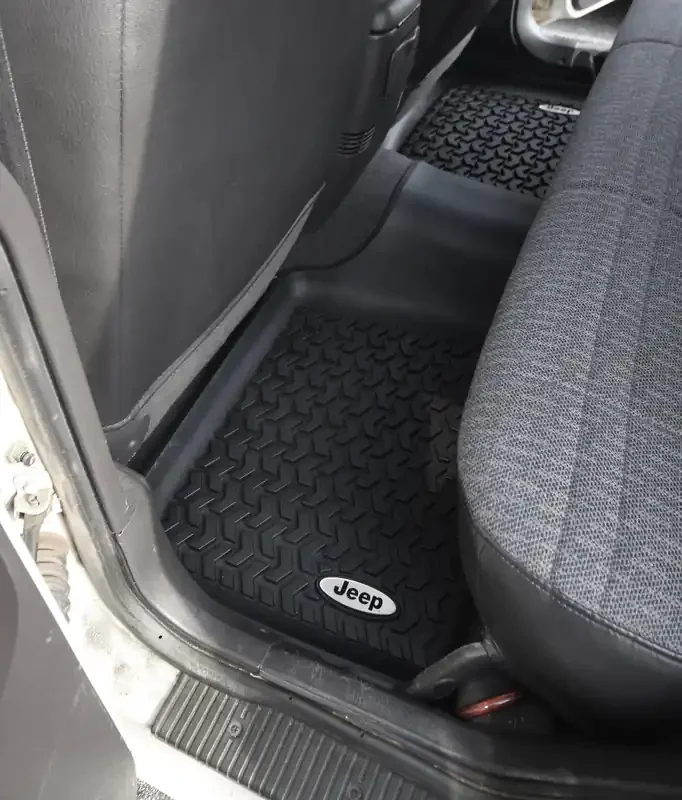 All Terrain Floor Liner, Rear, Black, Jeep Logo 84-01 Jeep Cherokee XJ