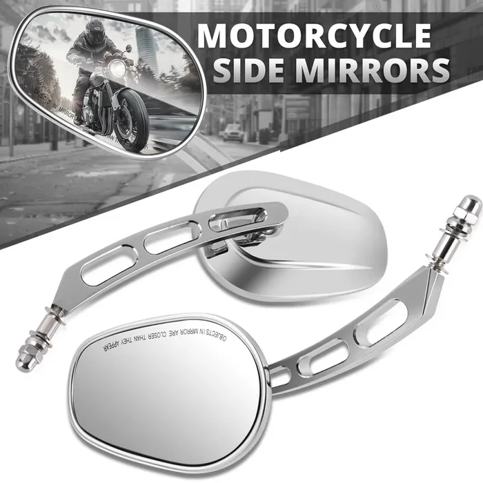 Anti-Glare Glass Motorcycle Side Mirrors (Chrome)