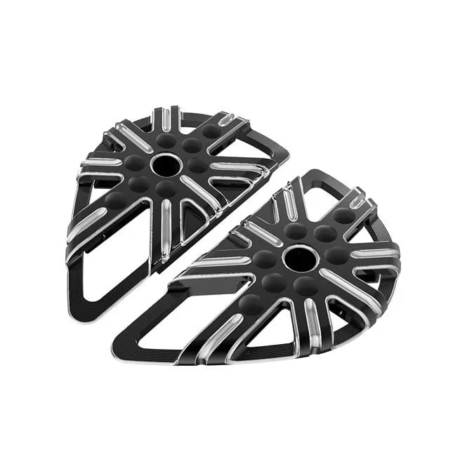 Arlen Ness 10-Gauge passenger floorboards. Black CC 86-21 FLT/Touring; 86-21 FL Softail (excl. FXB/S, FXDRS); 06-17 Dyna. (With passenger floorboard support brackets)