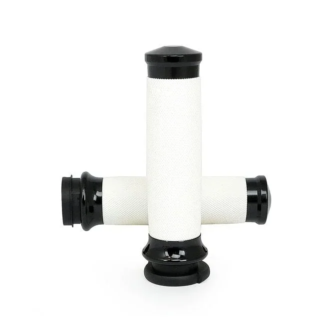 Avon Custom Contour grips black anodized/white 08-21 H-D with e-throttle (excl. 18-21 FLTRXSE)