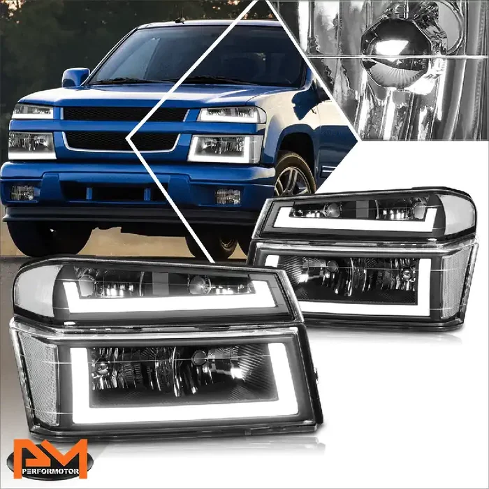 Black Housing LED DRL Headlights 04-12 Chevy Colorado, GMC Canyon
