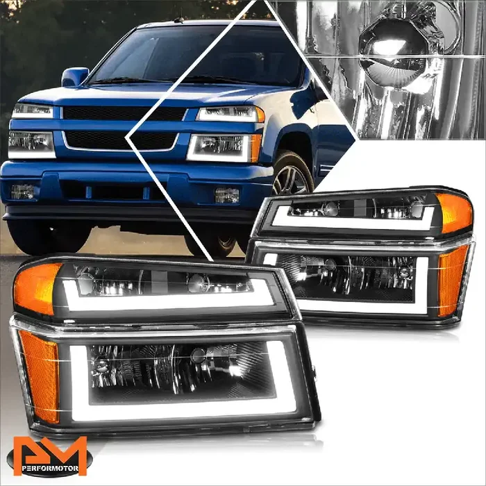 Black Housing LED DRL Headlights 04-12 Chevy Colorado, GMC Canyon
