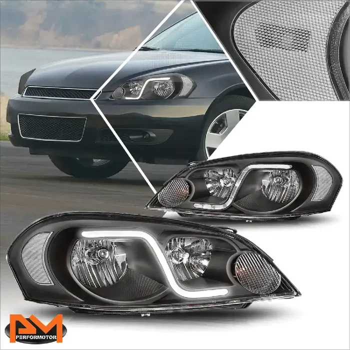 Black Housing LED DRL Headlights 06-13 Chevy Impala, 06-07 Monte Carlo
