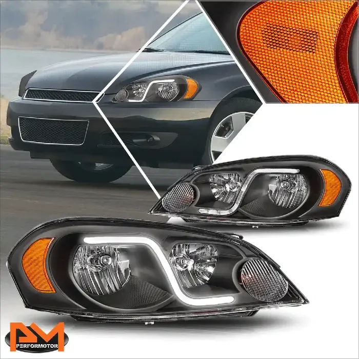 Black Housing LED DRL Headlights 06-13 Chevy Impala, 06-07 Monte Carlo