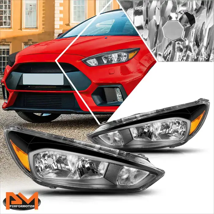Black Housing OE Style Headlights 15-18 Ford Focus