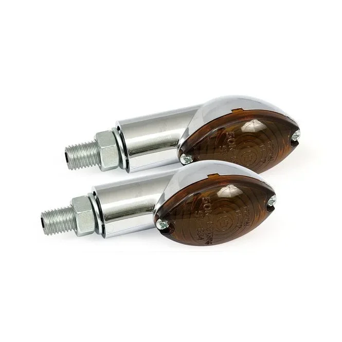 Cateye mini turn signals 20mm stem, chrome with dark lens
