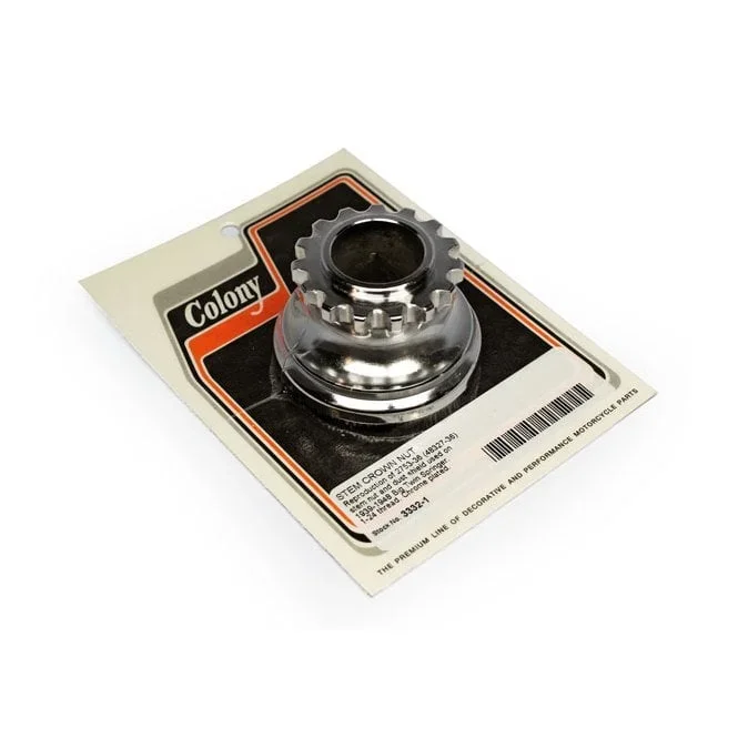 Colony stem crown nut. Chrome 39-48 B.T.
