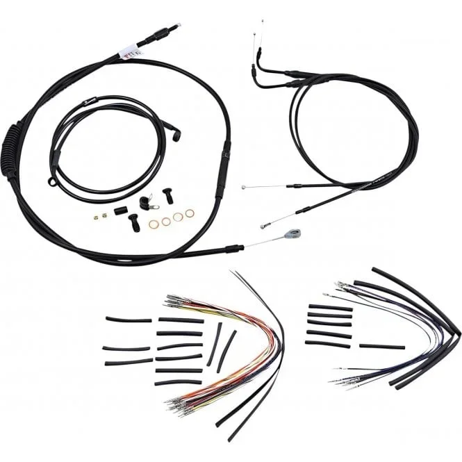 Complete Black Vinyl Handlebar Cable/Line Kit for Ape Hanger Handlebars Softail