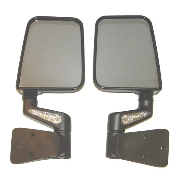 Door Mirror Kit, LED Turn Signals, Heated, Black 87-02 Wrangler YJ/TJ