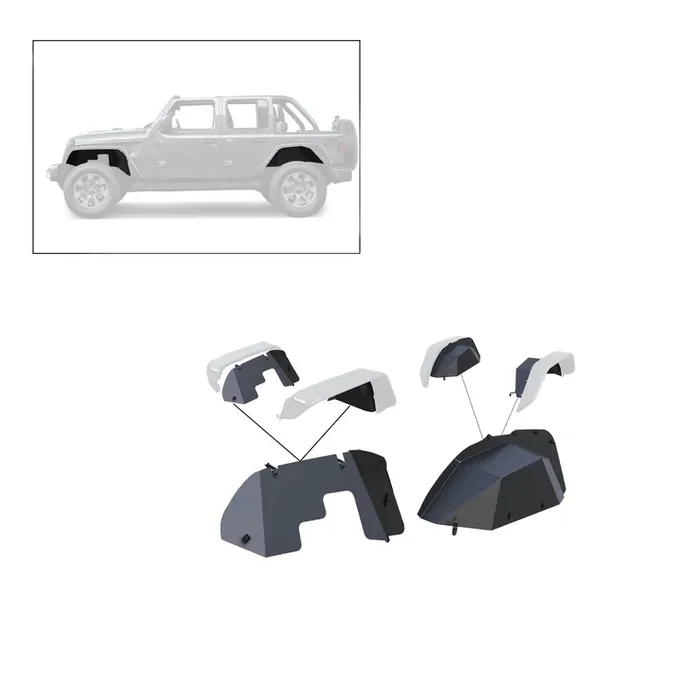 Full Set Inner Fender Flares Liners 18-24 Jeep Wrangler
