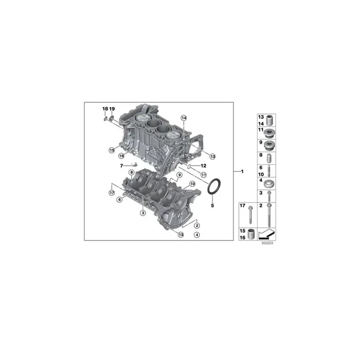 Genuine BMW 11110445412 R56 Engine Block With Crankgear (Inc. Coop.S JCW)