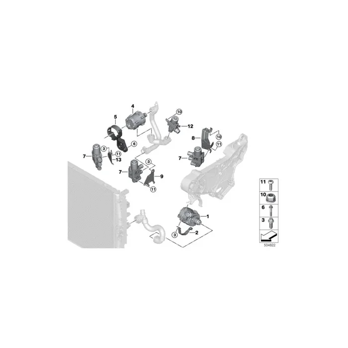 Genuine BMW 11519487539 F56 Bracket For Electric Water Pump (Inc. Cooper SE)