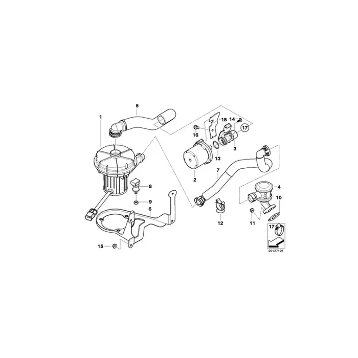 Genuine BMW 11727553096 E64 E61 E60 Suction Hose (Inc. 645Ci, 525i & 530i)