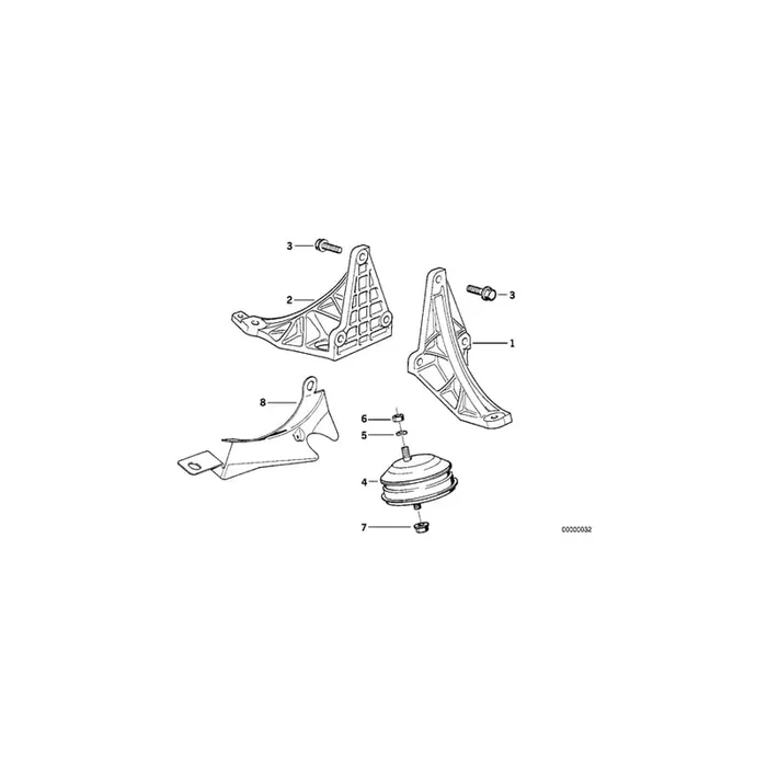Genuine BMW 11811132990 E32 E31 Supporting Bracket Right (Inc. 850Ci, 750i & 750iL)