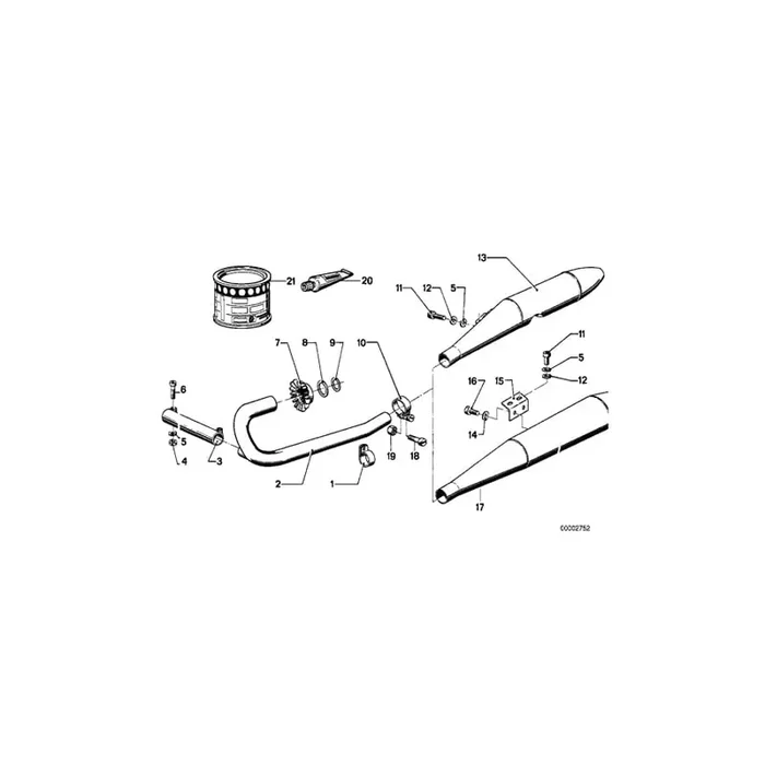Genuine BMW 18121233210 Muffler, Left D=38 (Inc. R90/6, R 75 & R90S)