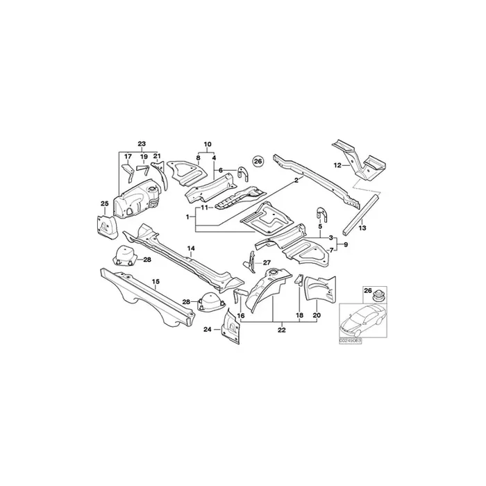 Genuine BMW 41127113518 E85 E86 Reinforcement Floor Panel Trunk (Inc. Z4 2.5si)
