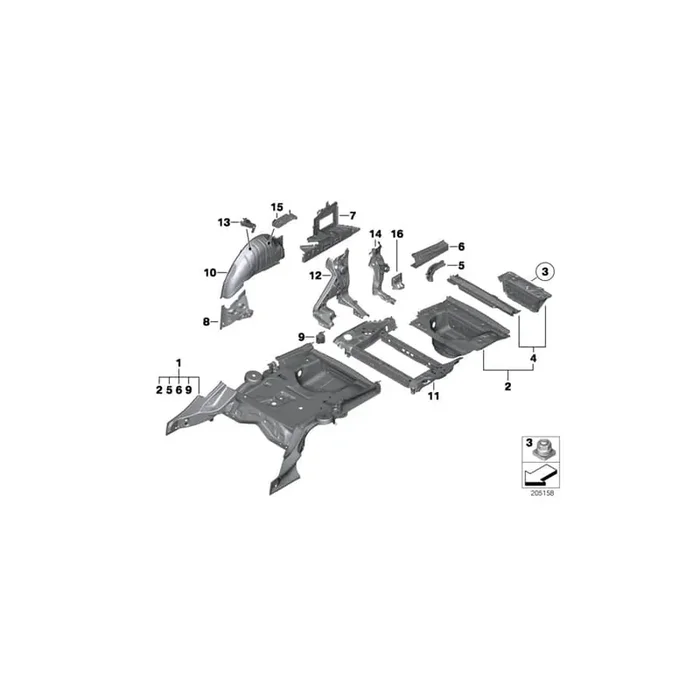 Genuine BMW 41127245547 F11 F07 Reinforcement For Side Member, Left (Inc. 550iX)