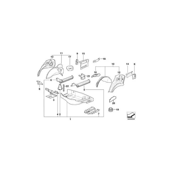 Genuine BMW 41128122351 E36 Trunk Floor (Inc. 325tds)