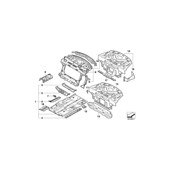 Genuine BMW 41137125183 E63 Left Rear Seat Console (Inc. 645Ci)