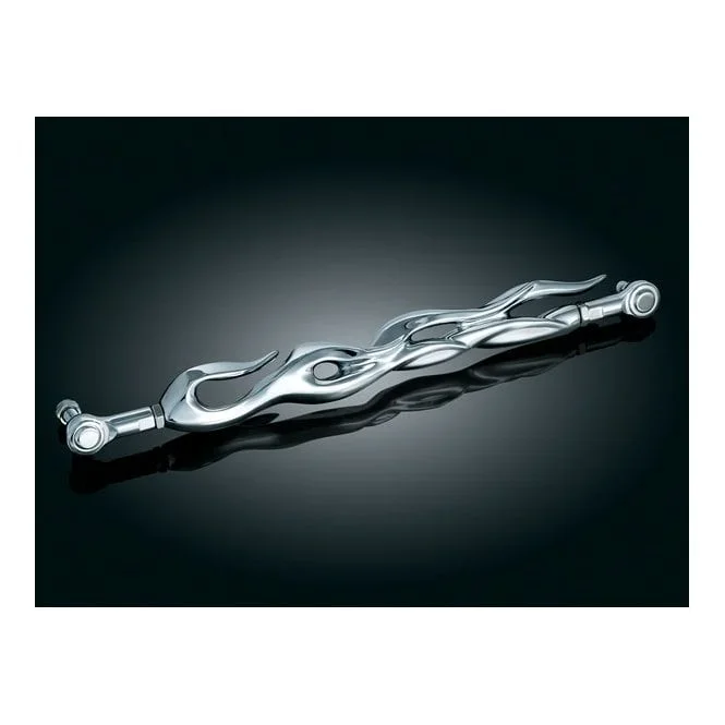 Kuryakyn flame shifter rod. Chrome 86-23 Softail (excl. 18-23 FXBB/S; 18-23 FXLR/S/T; 20-23 FXST); 86-23 FLT/Touring, Trikes & Custom applications