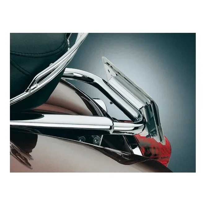 Kuryakyn Road King laydown license plate bracket 97-08 Road King (excl. 07-08 FLHRSE); 98-08 Road Glide; 97-08 FLHT Standard