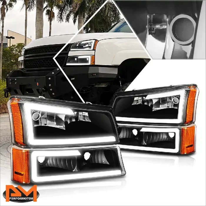 LED DRL Headlights 03-07 Chevy Silverado Avalanche 1500 2500 3500/ HD