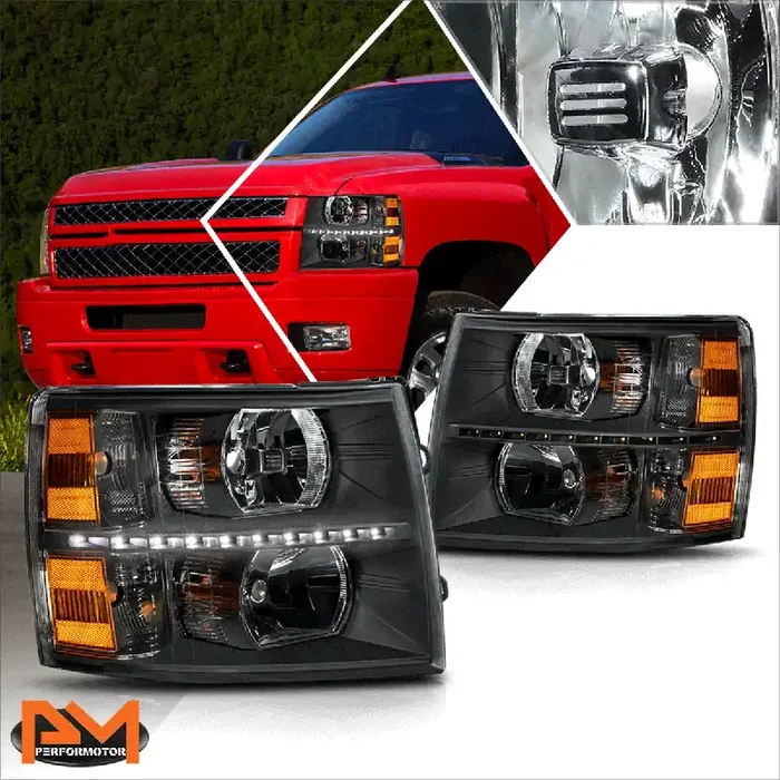 LED DRL Headlights 07-14 Chevy Silverado 1500 2500 3500/ HD