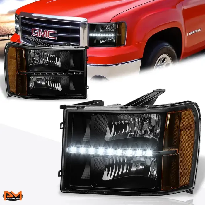 LED DRL Headlights 07-14 GMC Sierra 1500 2500 HD 3500 HD