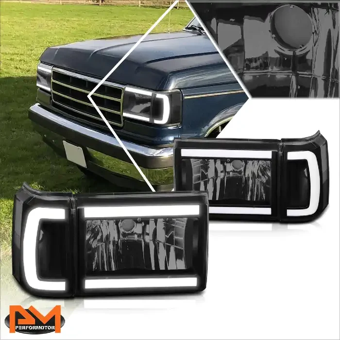 LED DRL Headlights 87-91 Ford F-150 F-250 F-350 Bronco