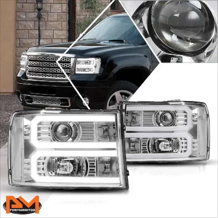 LED DRL Projector Headlights 07-13 GMC Sierra 1500, 07-14 Sierra 2500 3500