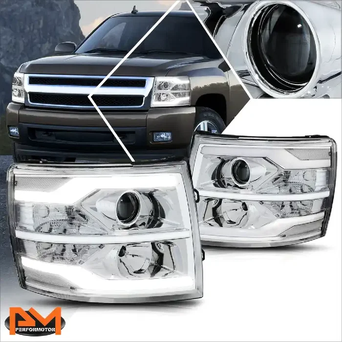 LED DRL Projector Headlights 07-14 Chevy Silverado