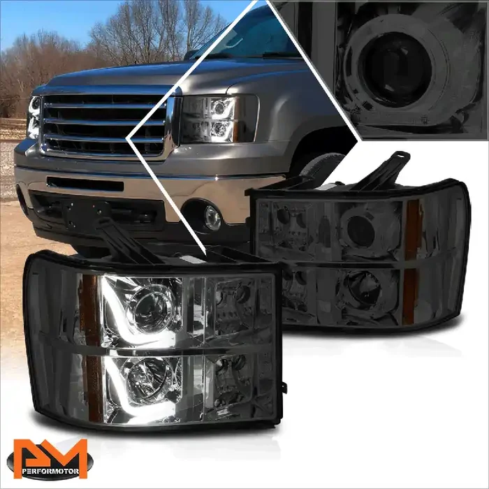 LED DRL Projector Headlights 07-14 GMC Sierra 1500 2500 3500