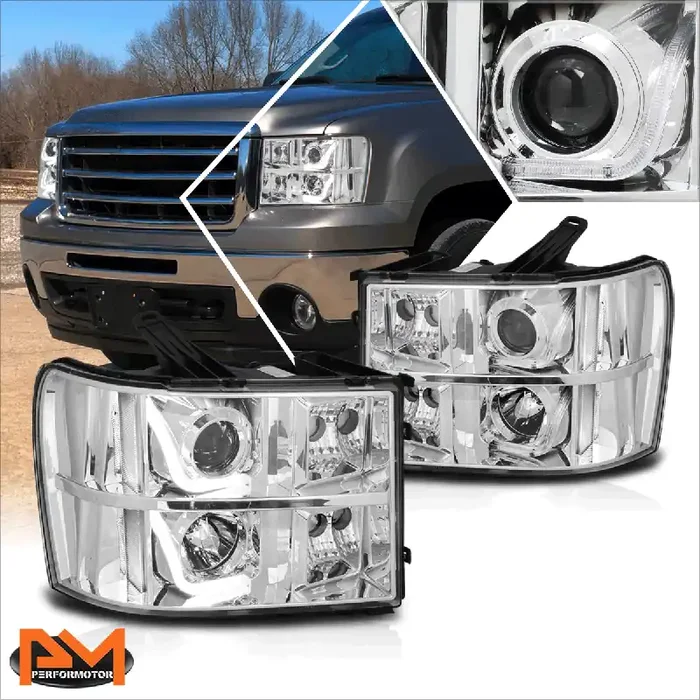 LED DRL Projector Headlights 07-14 GMC Sierra 1500 2500 3500
