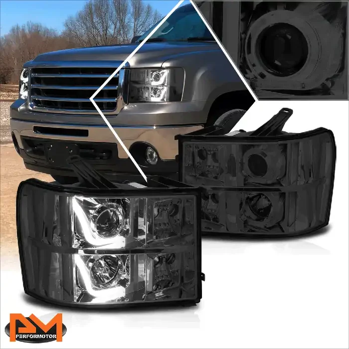 LED DRL Projector Headlights 07-14 GMC Sierra 1500 2500 3500